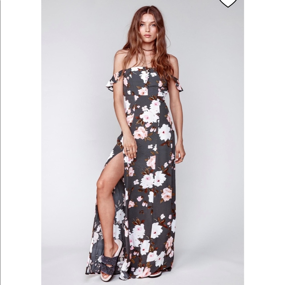 Flynn skye floral Bardot maxi dress xs